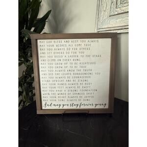 Forever Young Inspirational Wooden Wall Sign Farmhouse Decor 16x16 Quote Art